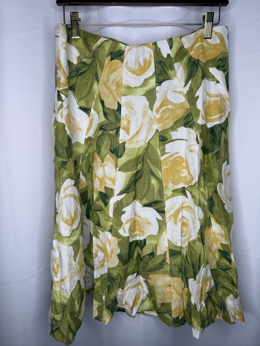 PREMISE Linen Blend Skirt size 10 Knee Length Lined Floral Print